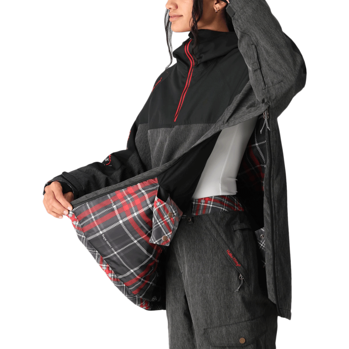 686 Women's Upton Anorak 2025 Hello Kitty Black Denim – Pacific