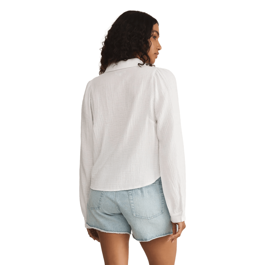 Z Supply Women's Campo Button Up Gauze Top White - Pacific Boarder