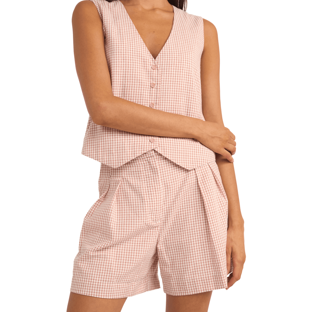 Rhythm Women's Lola Check Vest Dusty Pink - Pacific Boarder