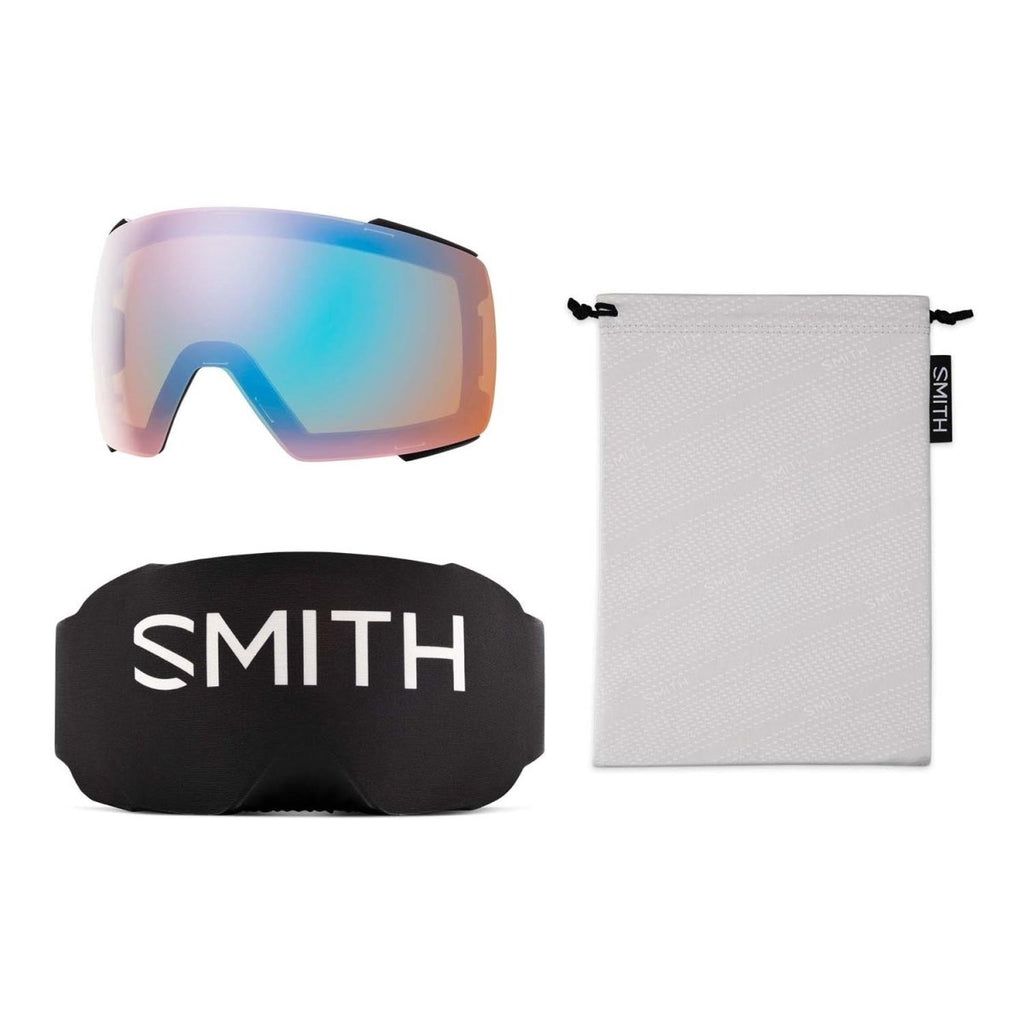 Smith I/O Mag Low Bridge Fit Goggles Black/ChromaPop Everyday Green Mirror + Chromapop Storm Blue Sensor Mirror - Pacific Boarder