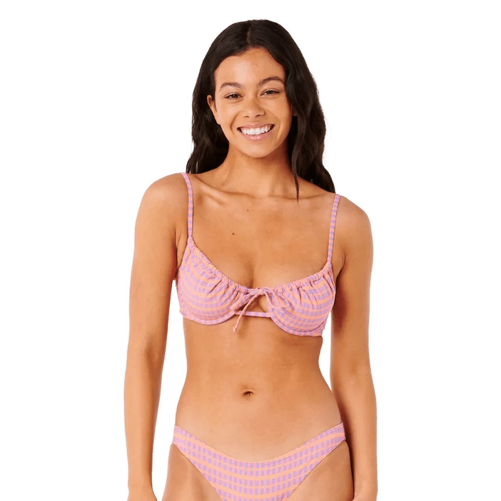 Rip Curl Women's Isles Plaid D - DD Balconette Top Purple - Pacific Boarder