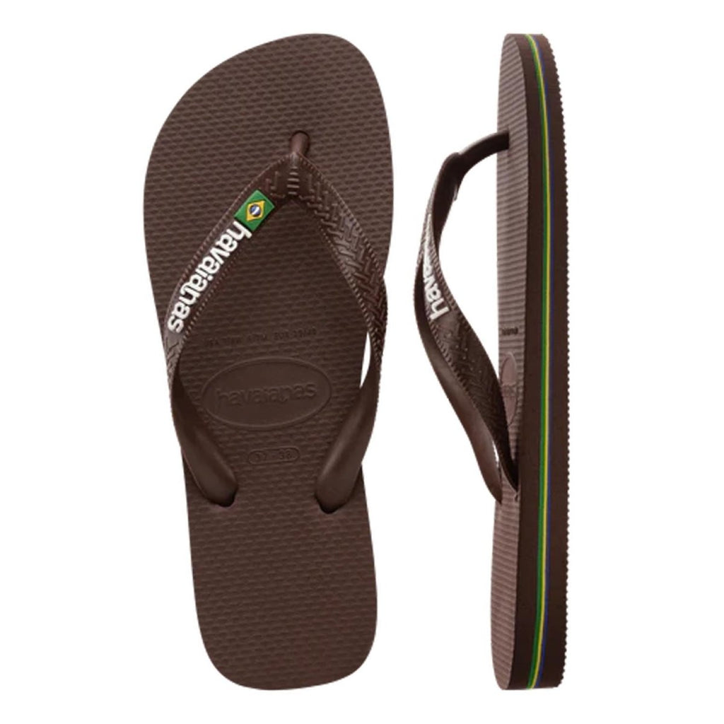 Havaianas Brazil Logo Sandal Dark Brown/White - Pacific Boarder