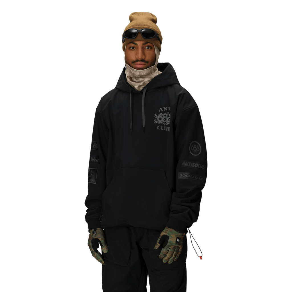 686 Waterproof Anti Social Social Club Men's F1 Hoody 2026 Black - Pacific Boarder