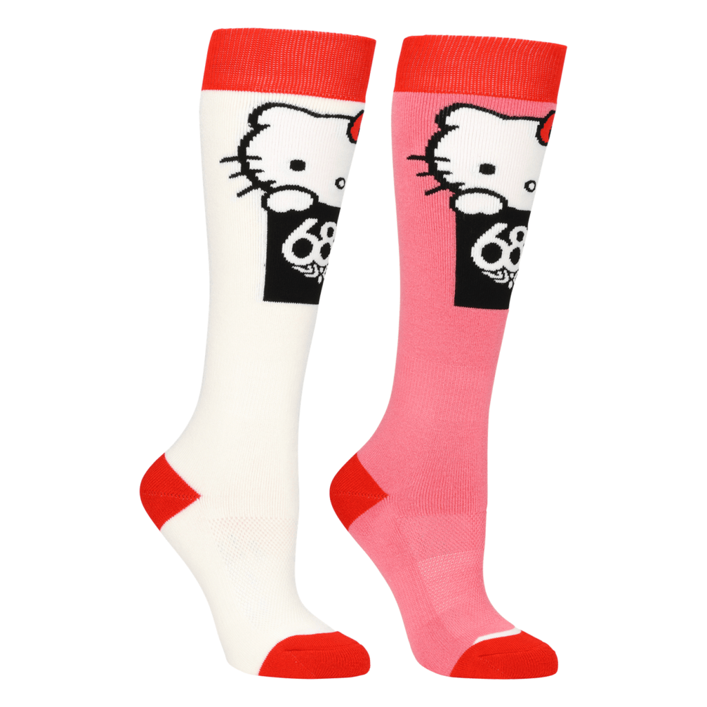 686 Women's Hello Kitty Sock 2 - Pack White Geranium Pink - Pacific Boarder