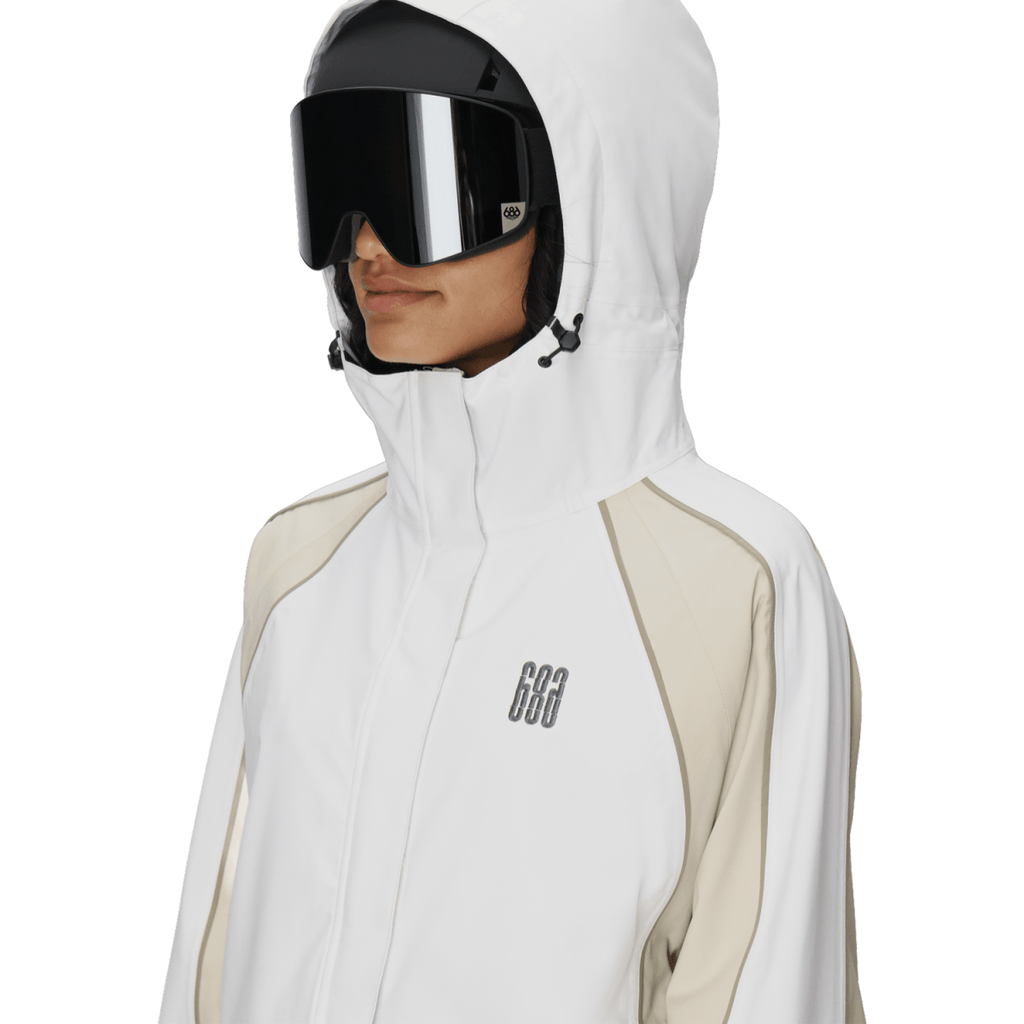 686 Women's Hologram Shell Jacket 2026 White Colorblock - Pacific Boarder