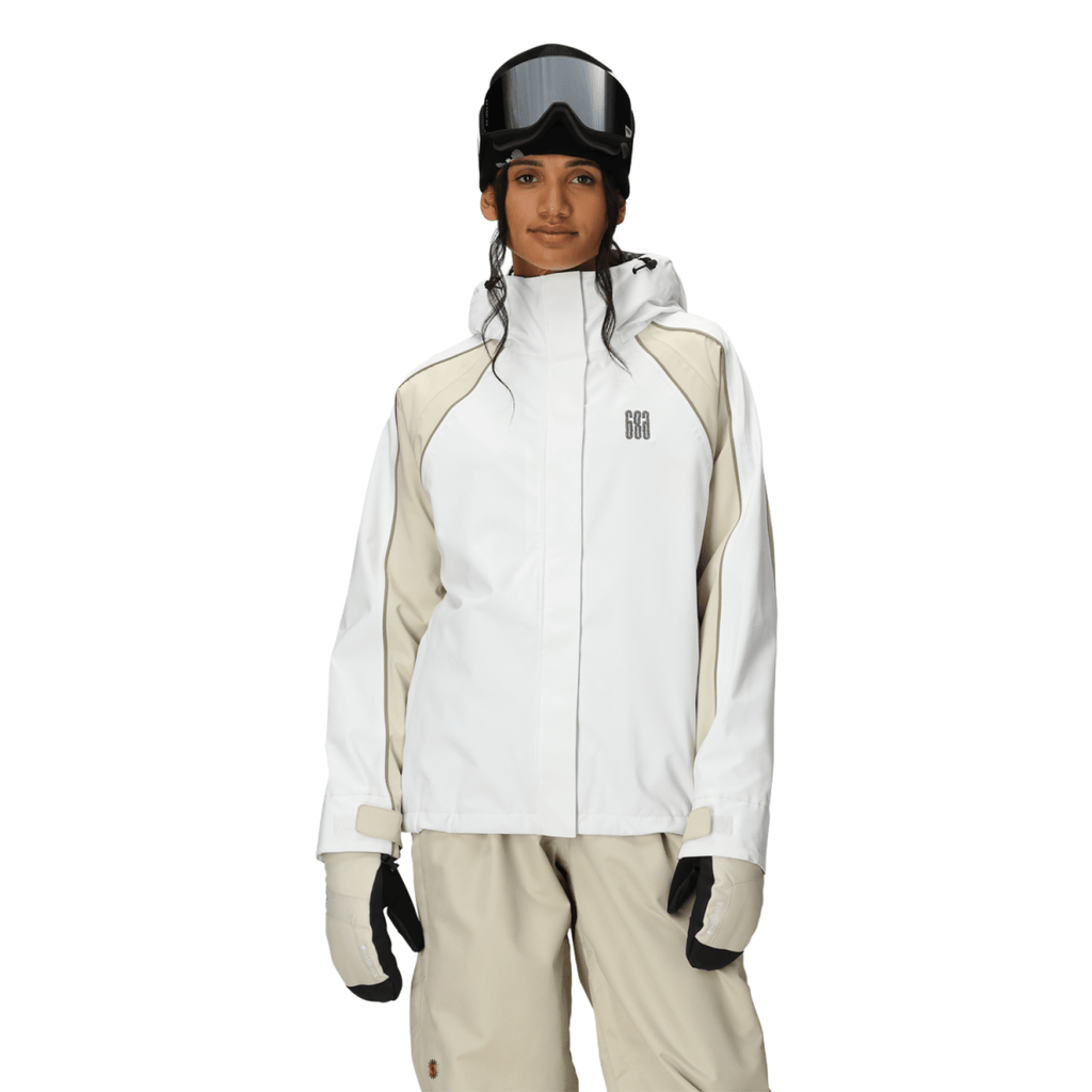 686 Women's Hologram Shell Jacket 2026 White Colorblock - Pacific Boarder