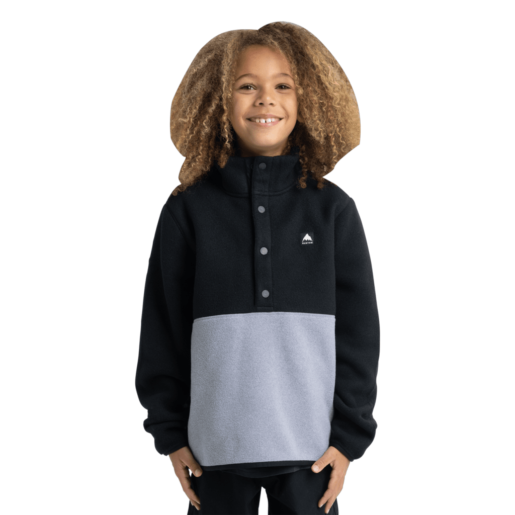 Burton Kids Cinder Fleece Anorak 2026 True Black/Gray Heather - Pacific Boarder
