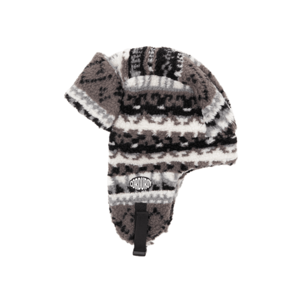 Corduroy Fleece Trapper Hat Grey - Pacific Boarder
