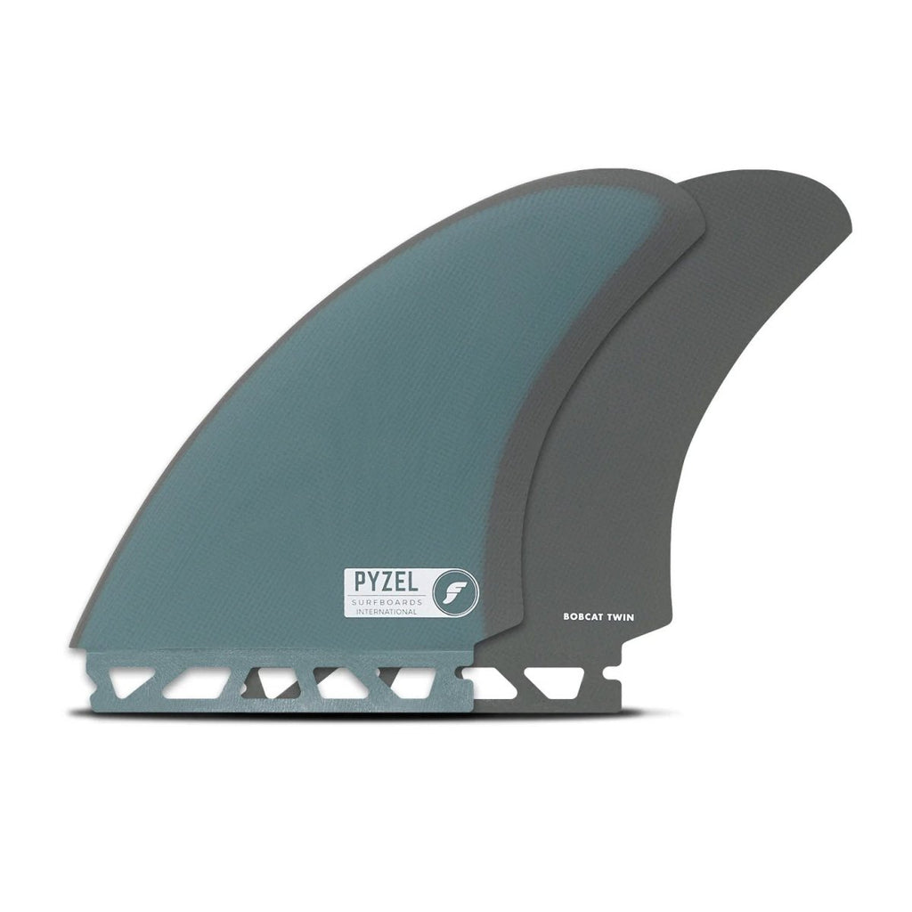 Futures Twin Fins Pyzel Bobcat Fiberglass Surf Fins Blue/Grey - Pacific Boarder