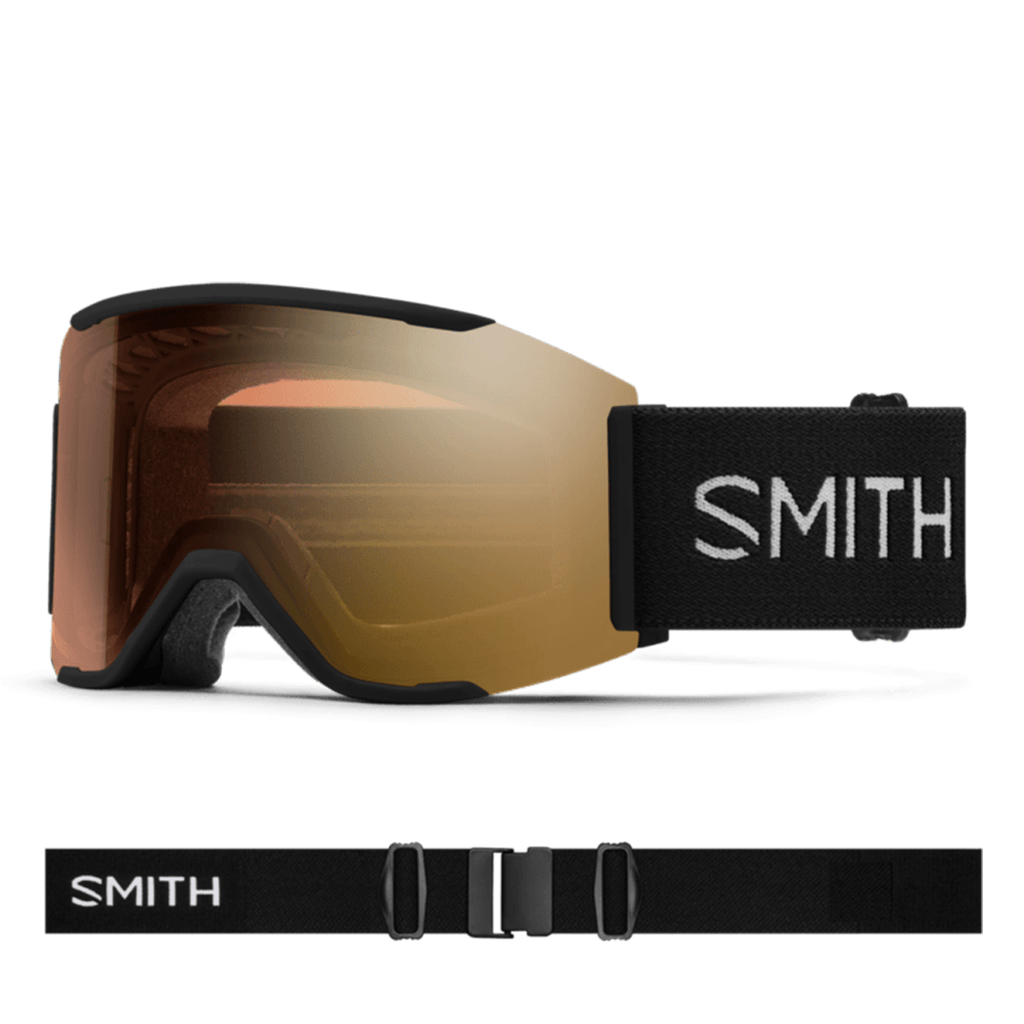 Smith Squad MAG Low Bridge Fit Goggles Black/ChromaPop Pro Photochromic Gold Mirror + Chromapop Storm Blue Sensor Mirror - Pacific Boarder