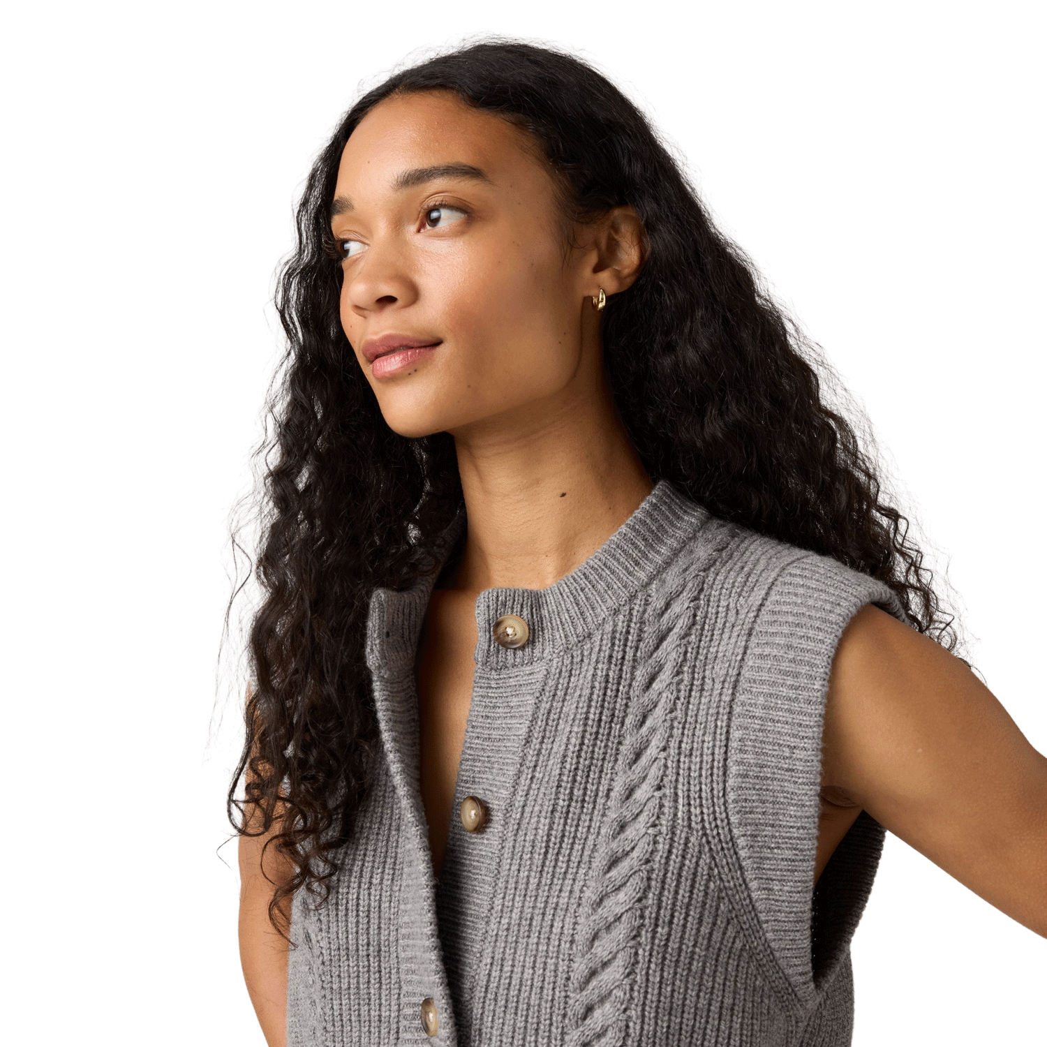 Levis Women's Ines Cable Sweater Vest Mid Heather Gray Grey