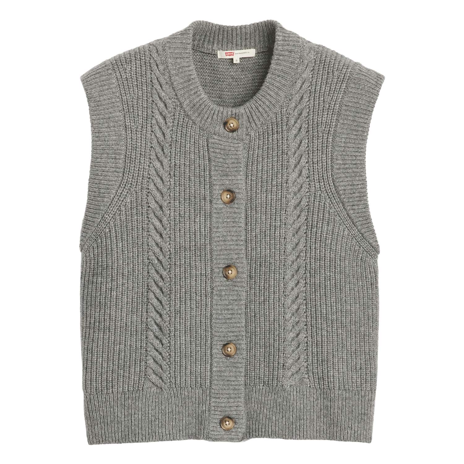 Levis Women's Ines Cable Sweater Vest Mid Heather Gray Grey