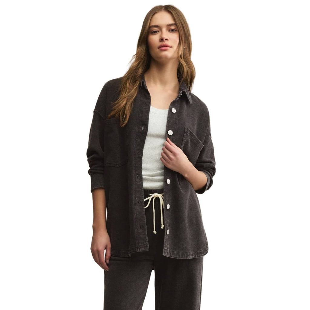 Z Supply Women's All Day Knit Denim Jacket Vintage Black - Pacific Boarder